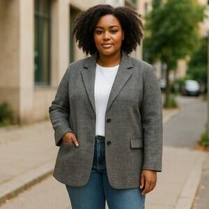 Torrid Gray Collared Blazer Jacket Plus Size 3X Professional Business Workwear